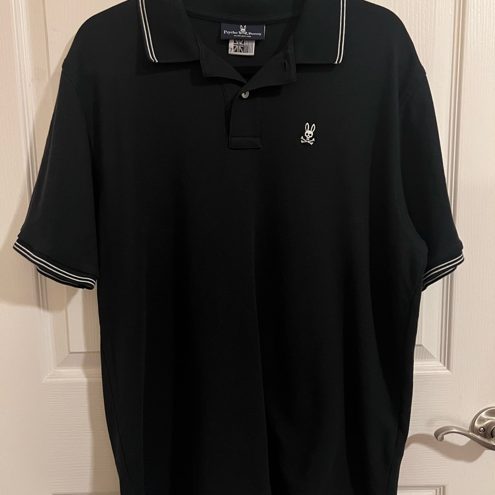 Psycho Bunny Black Polo Shirt with Classic Design and Trim